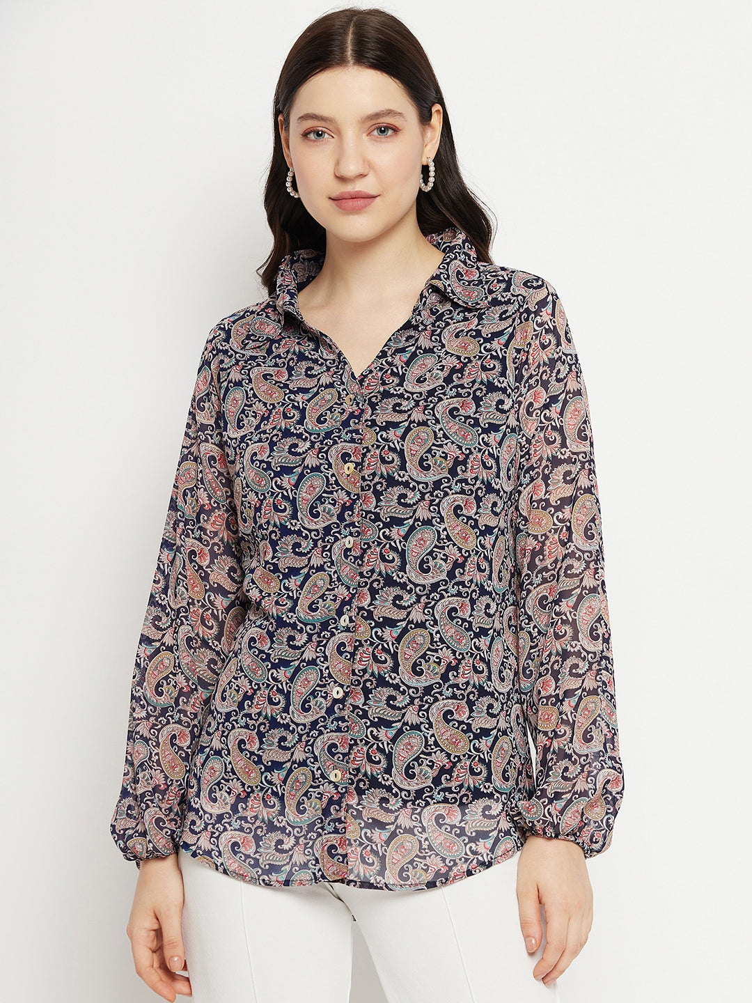 Paisley Printed Smart Opaque Georgette Casual Shirt