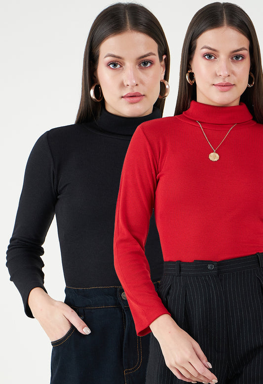 Pack Of 2 Turtle Neck Cotton Tops