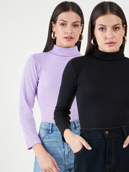 Pack Of 2 Turtle Neck Cotton Tops