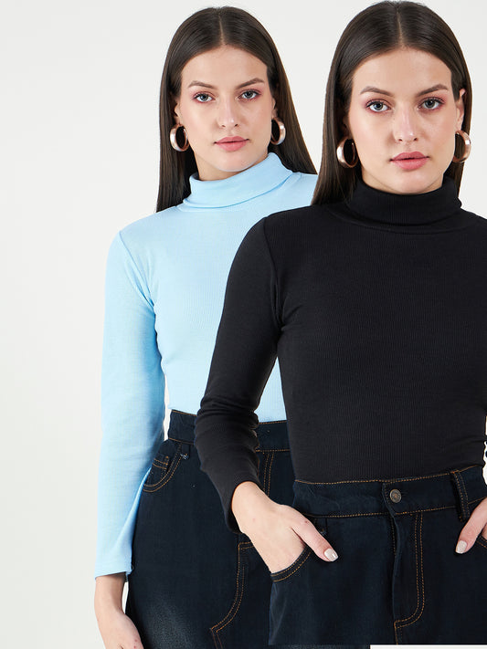 Pack Of 2 Turtle Neck Cotton Tops