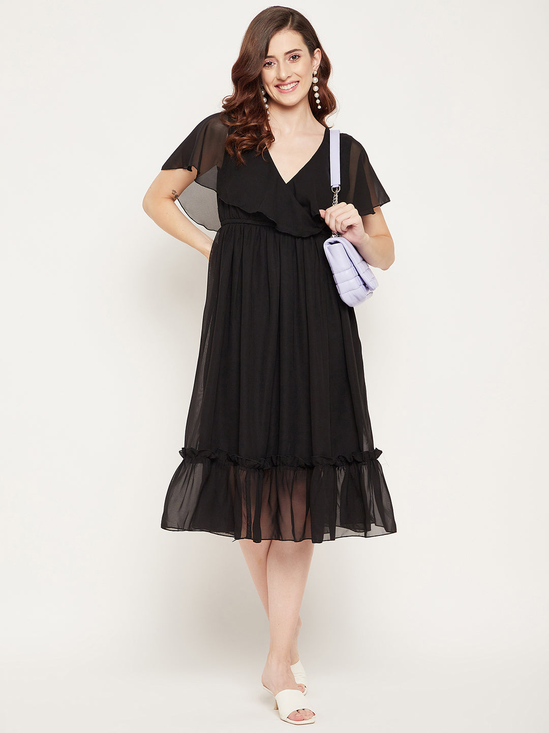 Black Georgette Fit & Flare Dress