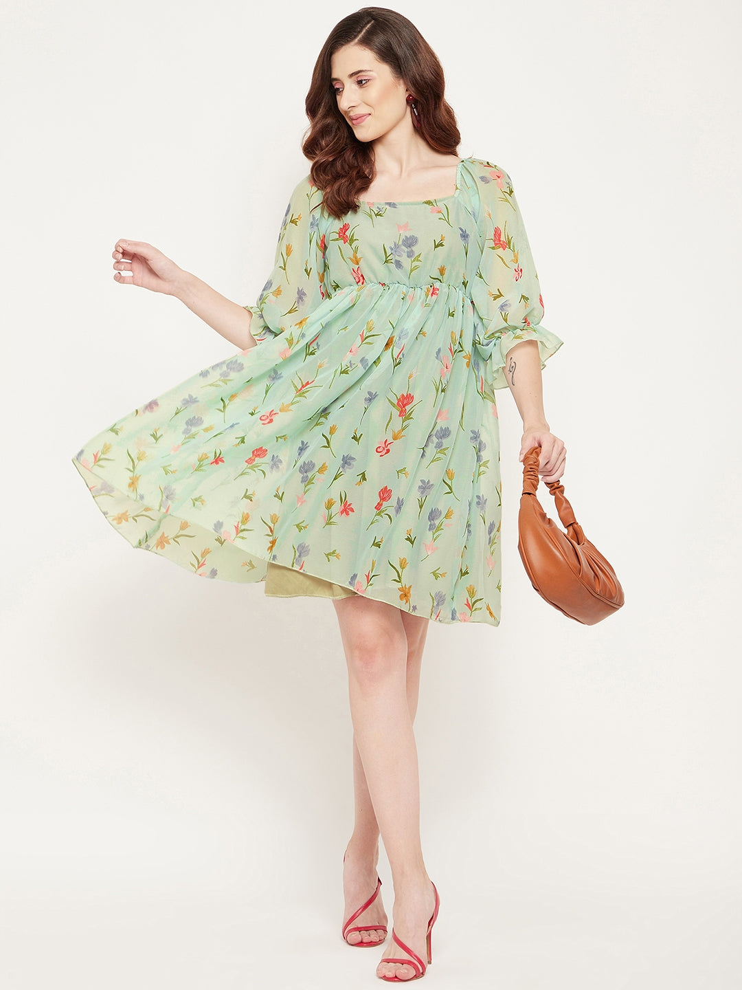 Women Fit and Flare Green Dress