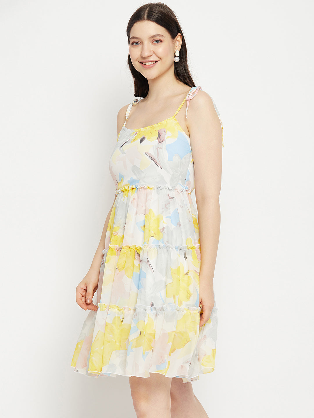 Floral Printed Georgette Fit & Flare Dress