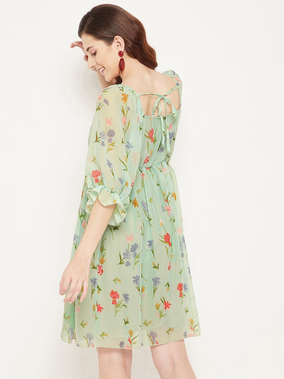 Women Fit and Flare Green Dress