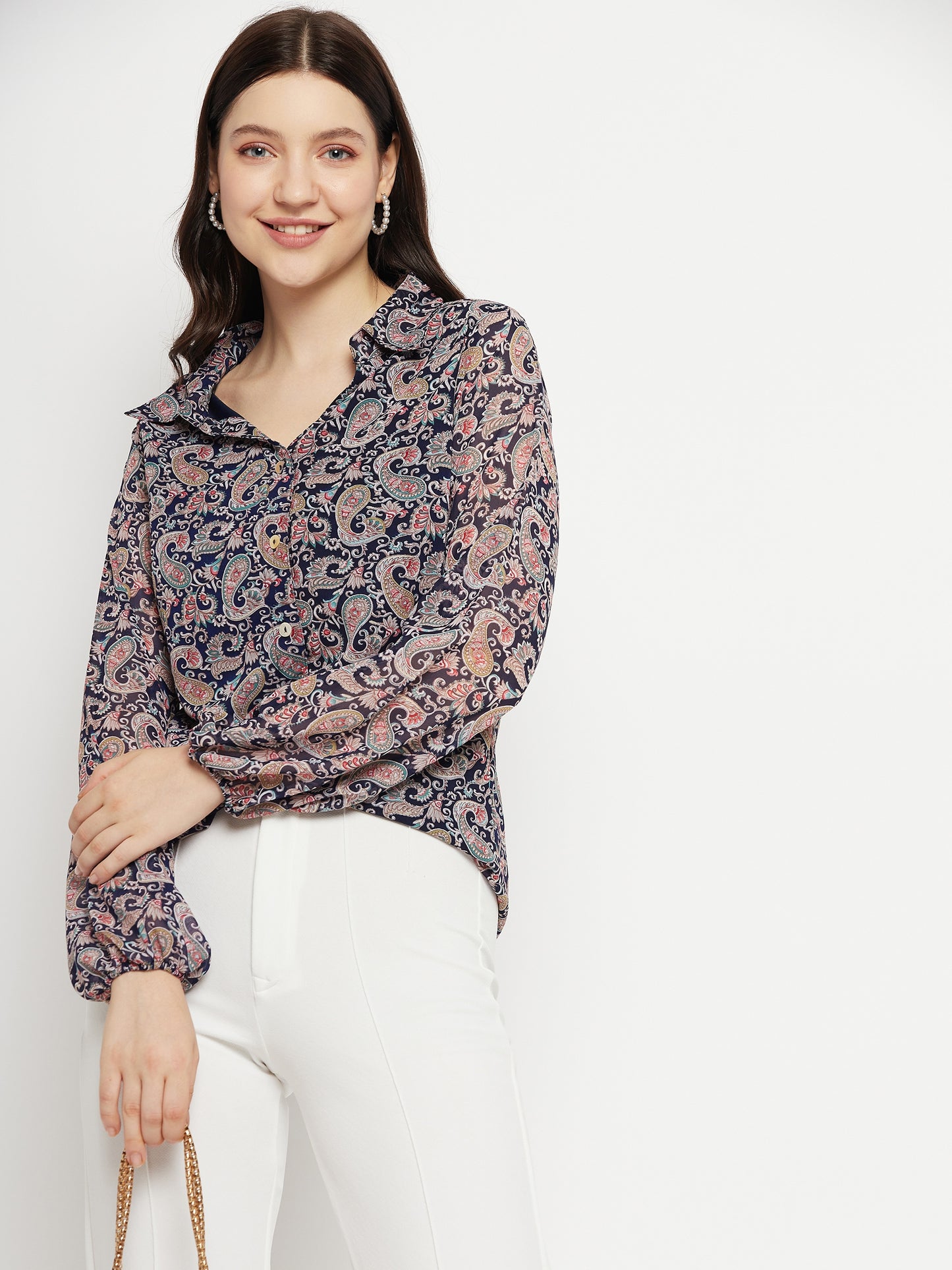 Paisley Printed Smart Opaque Georgette Casual Shirt