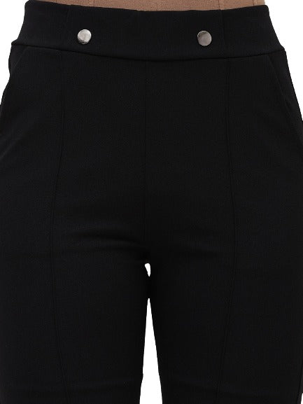 Black Boot Cut Solid Trouser