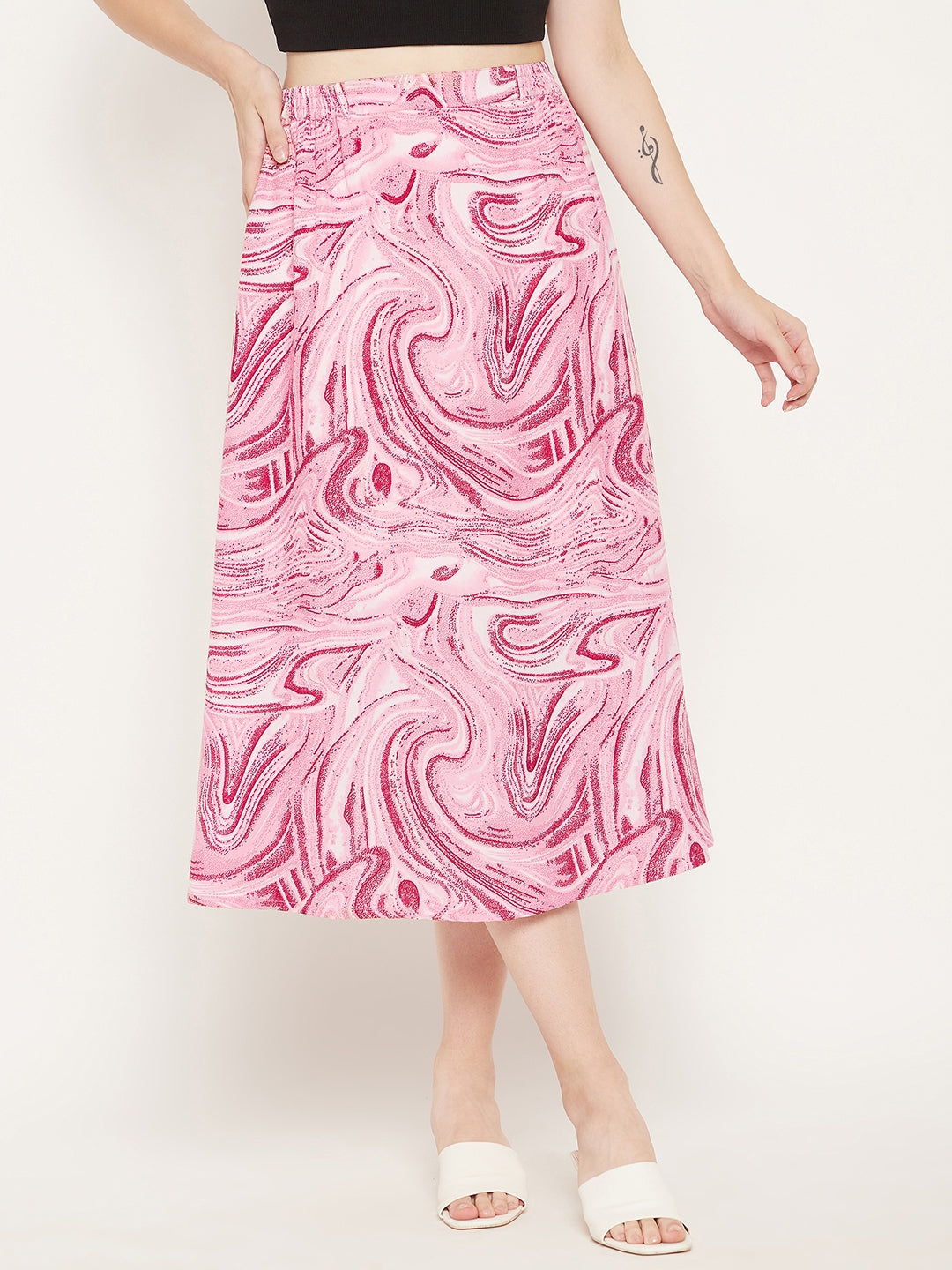 Pink midi clearance skirt womens