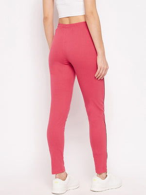 Women Pink Solid Cotton Relaxed-Fit Track Pants - BITTERLIME