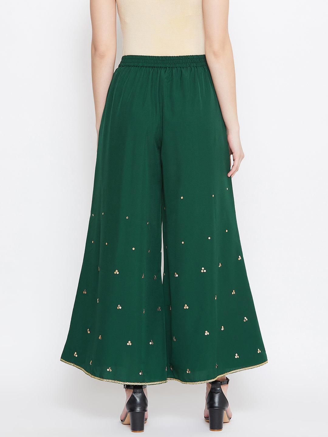 Green Hand Sequinned Sharara (SKu- BLJM20207).