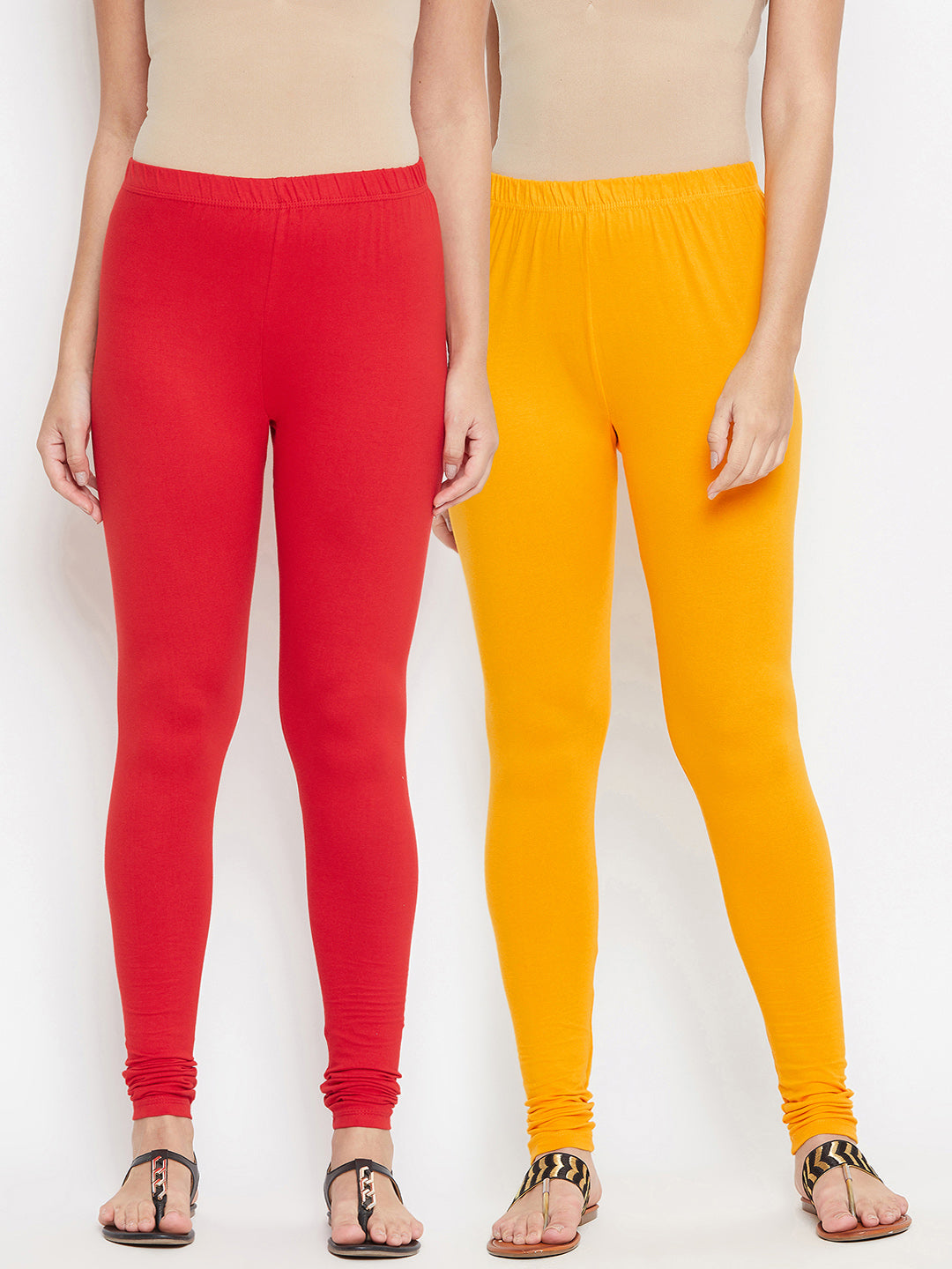 Red and Yellow Churidar Legging Combo (Sku-BLLEGCO12959).