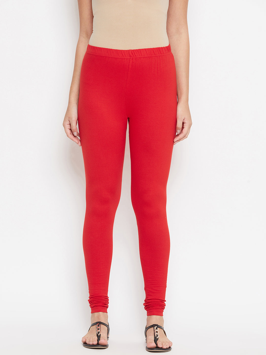 Buy Go Colors Women Solid Color Churidar Legging - Bright Red - S Size  Online - Lulu Hypermarket India