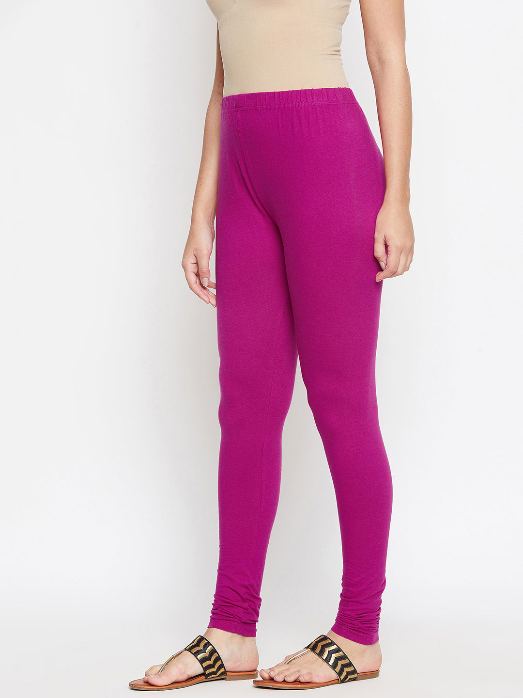 White and Magenta Churidar Legging Combo (Sku-LEGCO12964).