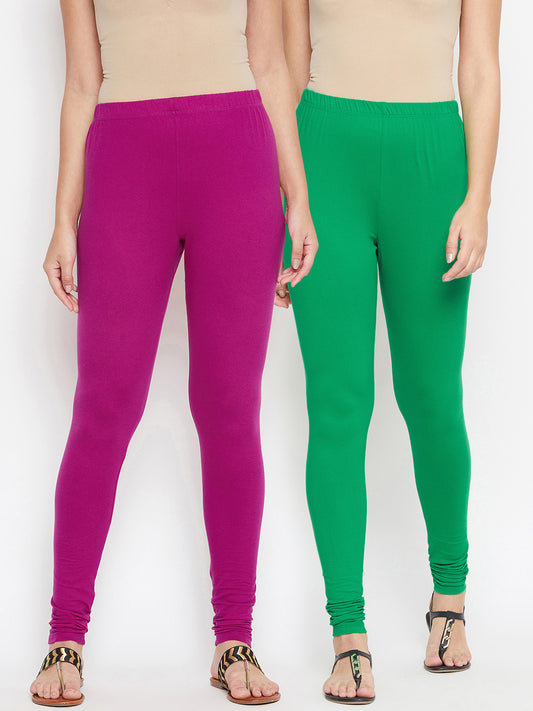 Magenta and Green Churidar Legging Combo (Sku- LEGCO12966).