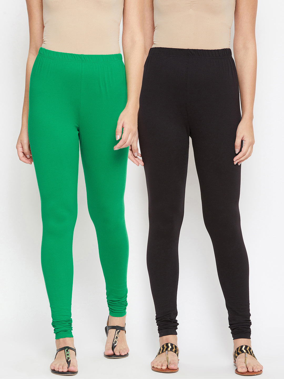 Black & Green Churidar Legging Combo (Sku-LEGCO12968).