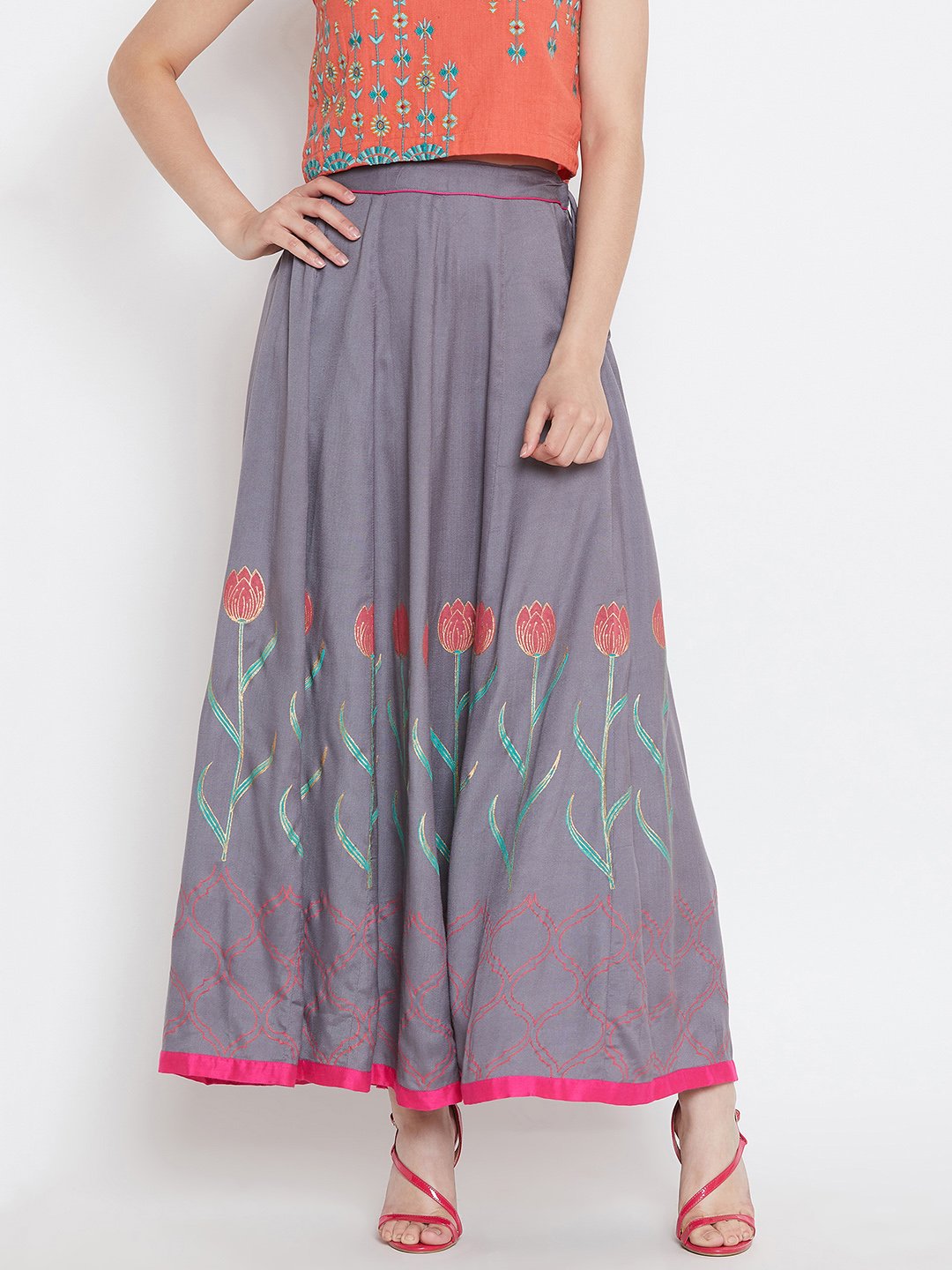 Tulip block printed skirt.