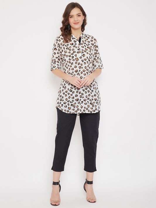 Cotton Printed Tunic & Black Trouser Set( Sku- 21SP03).