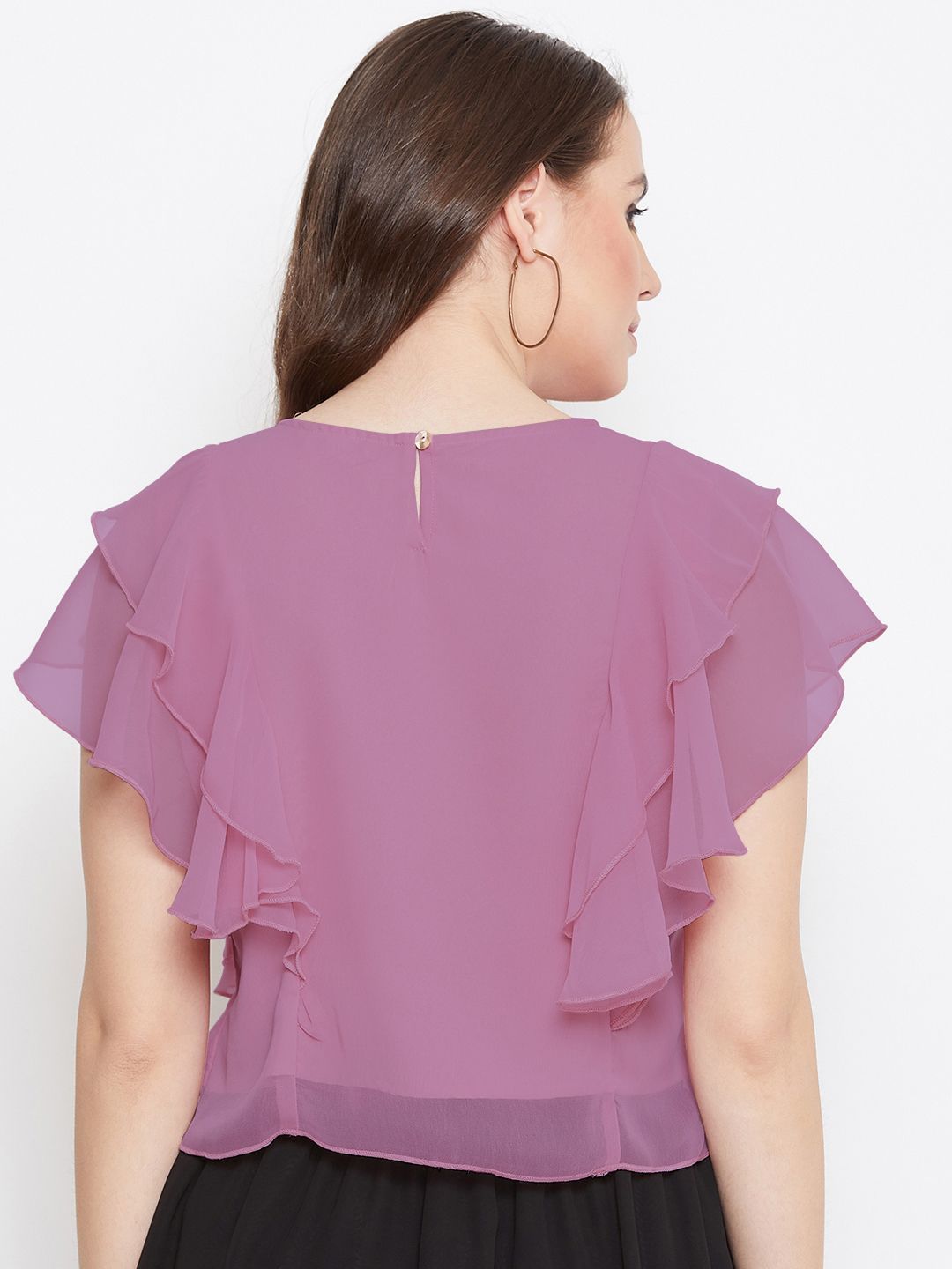 Casual Layered Solid Women Purple Top - BITTERLIME